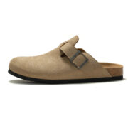 Buckle Closed-Toe Suede PU Upper Rubber Outsole Clogs - 图片 3