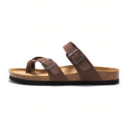 Toe Loop Double Buckle PU Upper Rubber Outsole Sandals - 图片 5