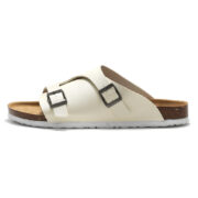 Double Buckle Cork Footbed PU Upper Rubber Outsole Sandals - 图片 2